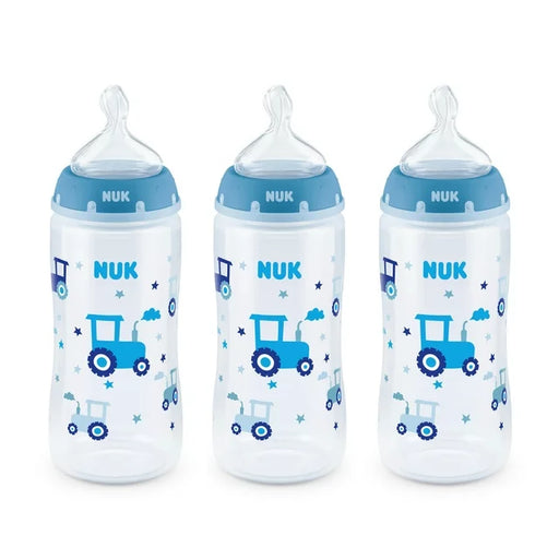 NUK® Smooth Flow™ Anti-Colic Bottle, 10 oz - Blue Tractors 3-Pack - Preggy Plus