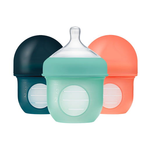 Boon, NURSH Reusable Silicone Pouch Bottle, 4 Ounce with Stage 1 Slow Flow Nipple - Pack of 3, Mint (B11343A1) - Preggy Plus