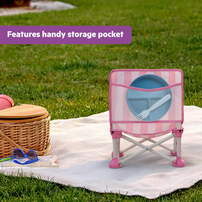 Bright Starts Pop 'N Sit Cabana Portable Booster Chair with UPF Canopy, Indoor/Outdoor