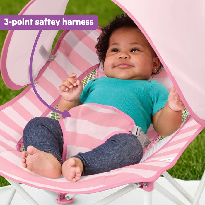 Bright Starts Pop 'N Chill Travel Seat, Pink Stripe