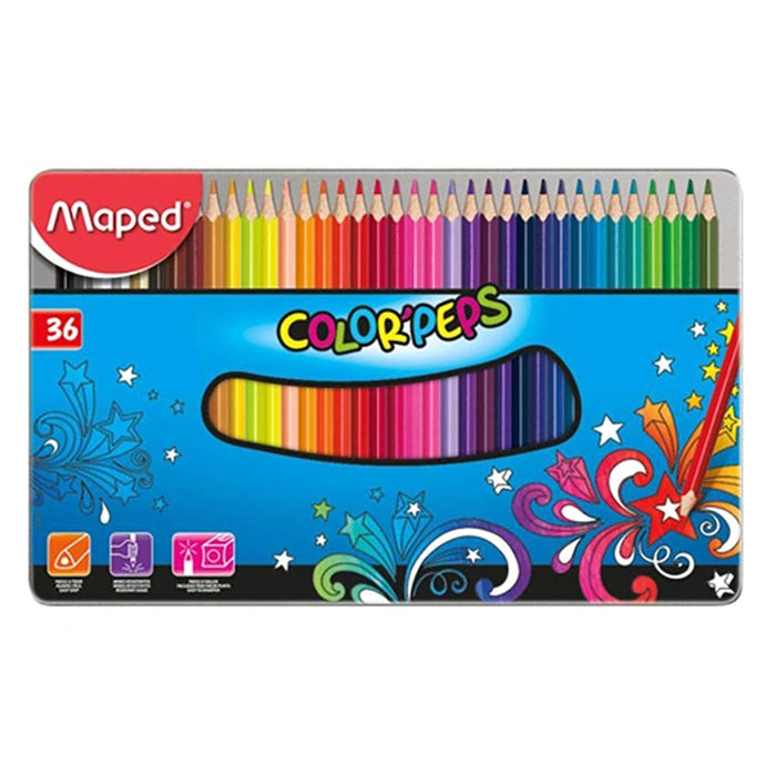 Maped Color Peps Star Colour Pencils + Metal Box (36 Pieces) - Preggy Plus