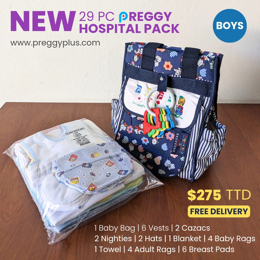 29-Piece Preggy Hospital Pack - Boys (Diaper Bag Included!) - Preggy Plus