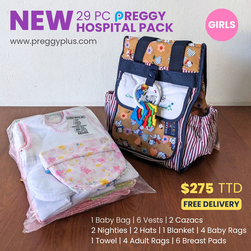 29-Piece Preggy Hospital Pack - Girls (Diaper Bag Included!) - Preggy Plus