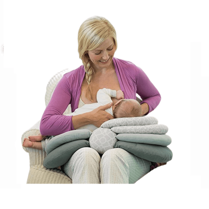 Premium Baby Adjustable Nursing Pillow, Grey/Green