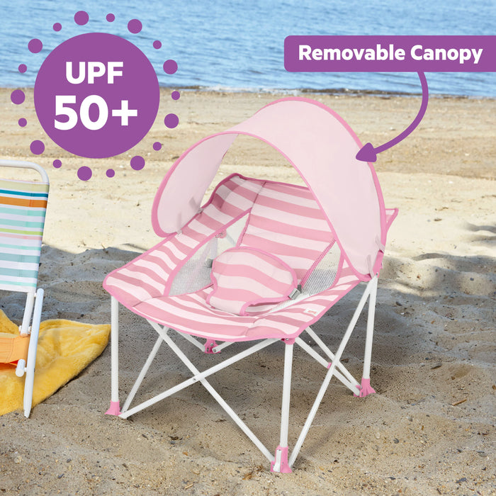 Bright Starts Pop 'N Chill Travel Seat, Pink Stripe