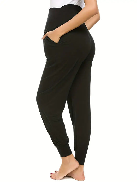High Waist Stretchy Yoga Pants - Black, Large