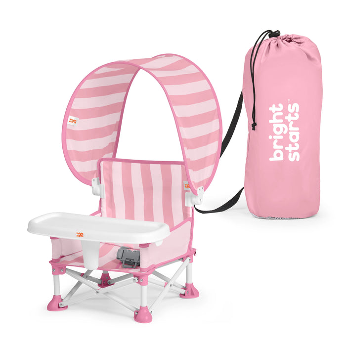 Bright Starts Pop 'N Sit Cabana Portable Booster Chair with UPF Canopy, Indoor/Outdoor