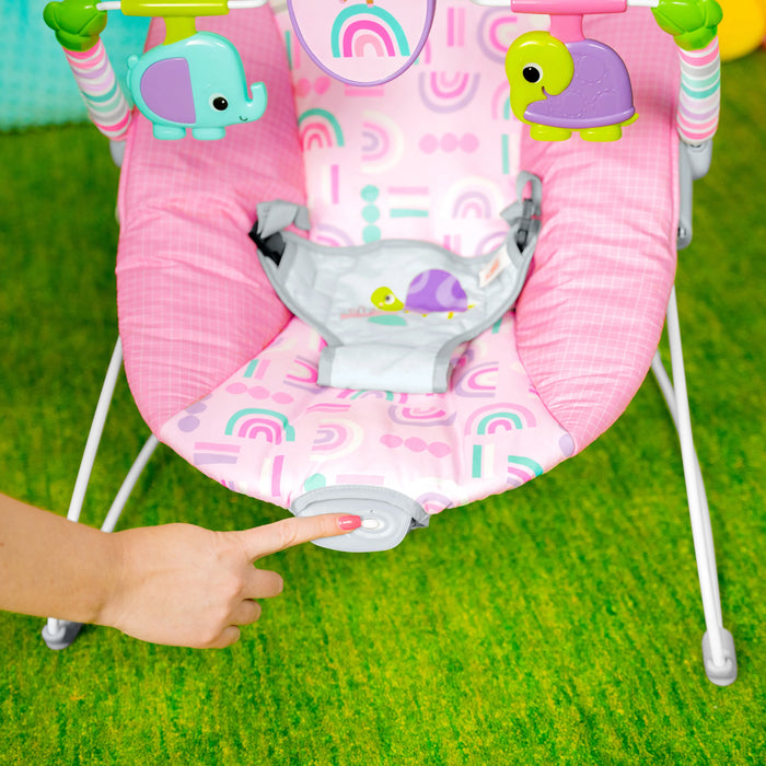Bright Starts Pink Paradise Vibrating Baby Bouncer