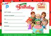 Birthday Gift Certificate - Cocomelon 3 - Preggy Plus