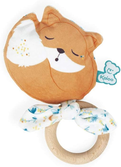 Kaloo Wooden Teething Ring & Rattle - Leonard the Fox