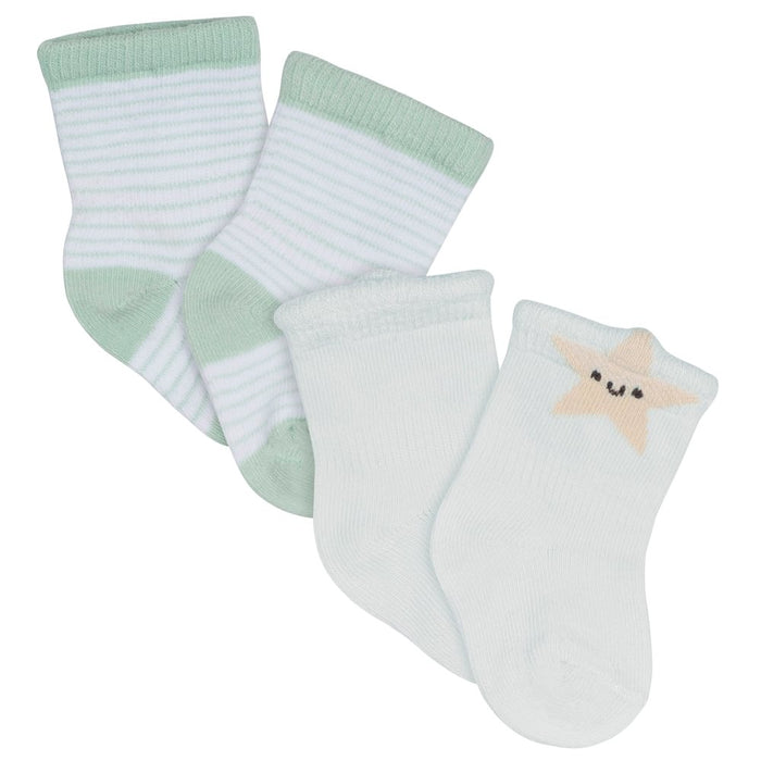 Gerber 2-Pack Baby Neutral Star Wiggle-Proof Socks 6-9 Months (585155 N01 NB4 6-9M) - Preggy Plus