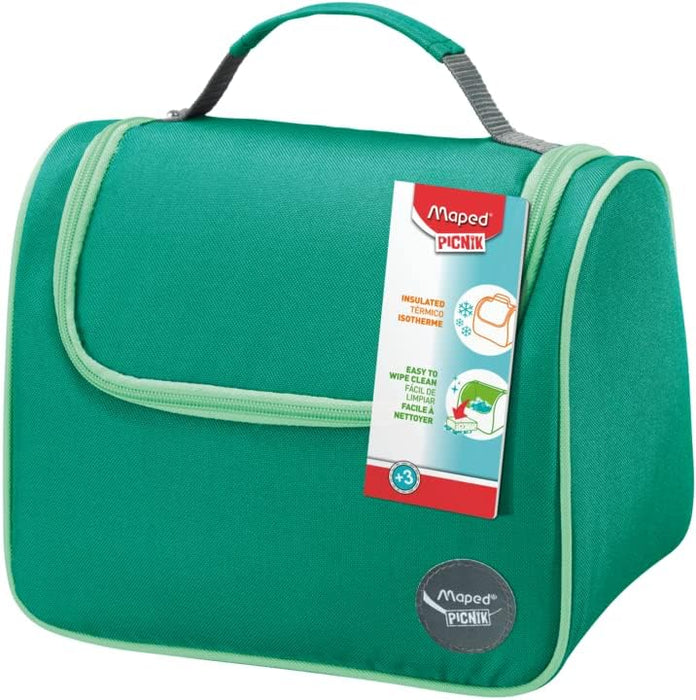 Maped Picnik Insulated Lunch Bag & Large Snack Box Bundle - Green/Red