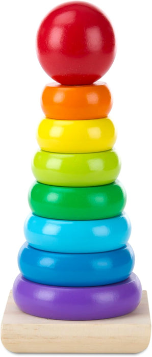 Melissa & Doug Rainbow Stacker Wooden Ring Educational Toy - Wooden Rainbow Stacking Rings Baby Toy