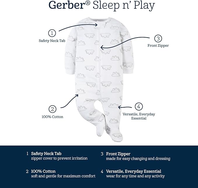 Gerber 2-Pack Baby & Toddler Boys Safari Pajamas, 0-3 Months (439941 N04 0/3)