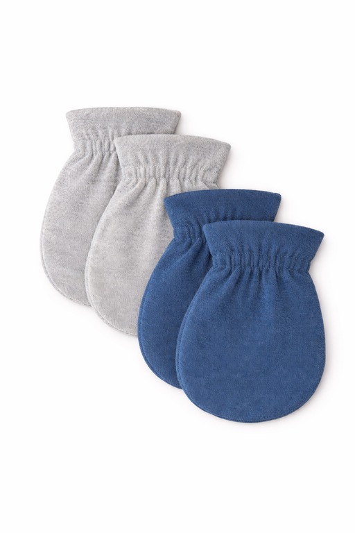 Gerber Baby Boy's 2-Pack Mittens, Blue/Grey, 0-3 Months (624632 B02 0/3) - Preggy Plus