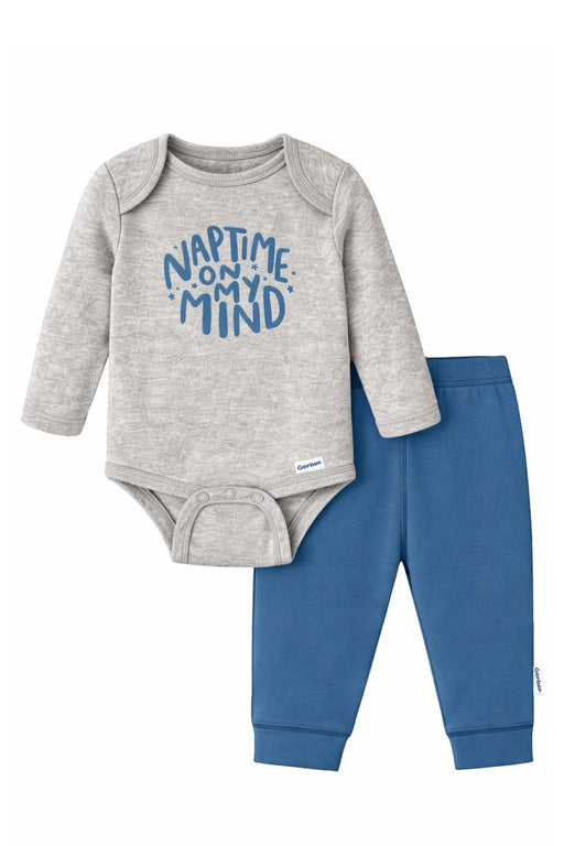 Gerber 2-Piece Baby Boys' Naptime Onesies® Bodysuit and Pants Set, 12 Months (624796 B02 NB5 12M) - Preggy Plus