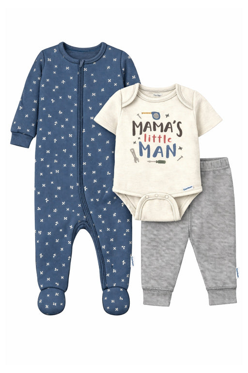 Gerber Baby Boys Take-Me-Home 3 piece Set - Mama's Little Man, 12 Months (626106 B02 NB5 12) - Preggy Plus