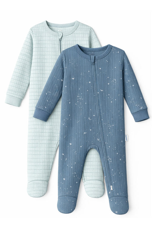 Gerber 2-Pack Boys Blue Stars Sleep n Play Pajamas, 6-9 Months (645665 B02 NB2 6-9M) - Preggy Plus
