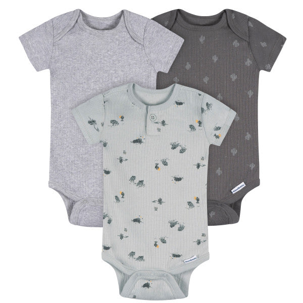 Gerber 3-Piece Baby Boys Wild Buffalo Trail Onesie Set, 6-9 Months (645755 B01 NB2 6-9M) - Preggy Plus