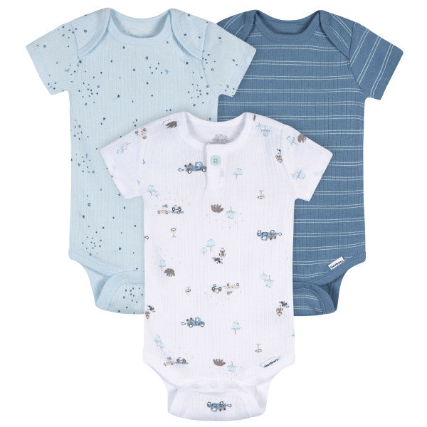 Gerber 3-Piece Baby Boys Road Trip Onesie Set, 6-9 Months (645755 B02 NB2 6-9M) - Preggy Plus