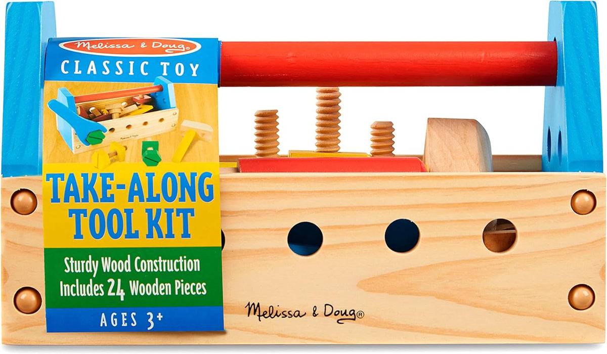 Melissa & Doug Take-Along Tool Kit Wooden Construction Toy (24 pcs)