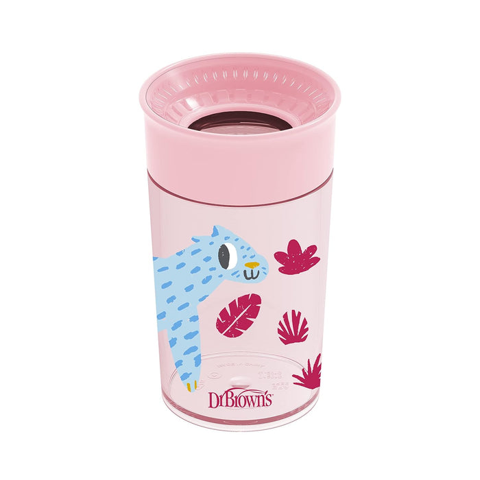 Dr. Brown’s Milestones Cheers 360 Cup Spoutless Transition Cup, Pink Leopard, 10 oz/300 mL - Preggy Plus