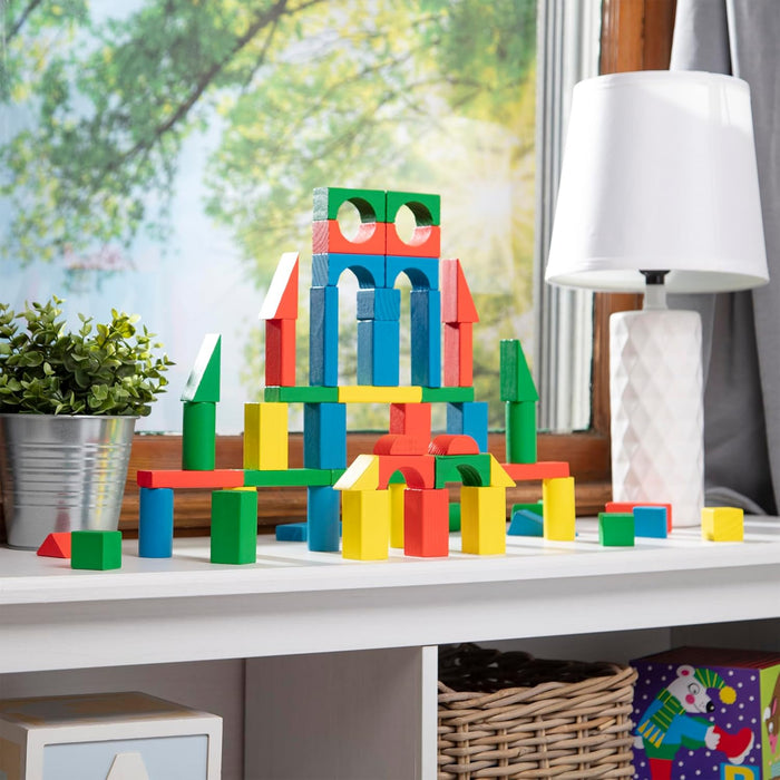 Melissa & Doug Wooden Building Blocks Set - 100 Blocks