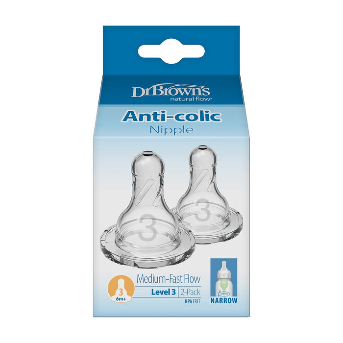 Dr Brown's Level 3 Narrow/Standard Silicone Nipples (2-Pack)