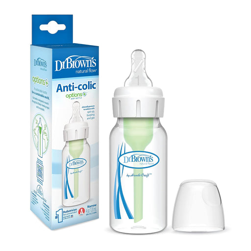 Dr. Brown's Natural Flow Narrow Options+ Anti-Colic Baby Bottles, 4oz, 1 Count - Preggy Plus