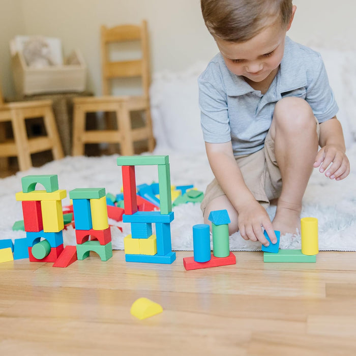 Melissa & Doug Wooden Building Blocks Set - 100 Blocks