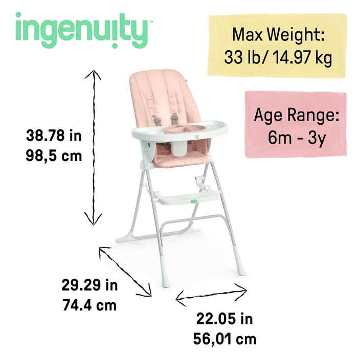 ity by Ingenuity Sun Valley Compact Folding High Chair (Pink)