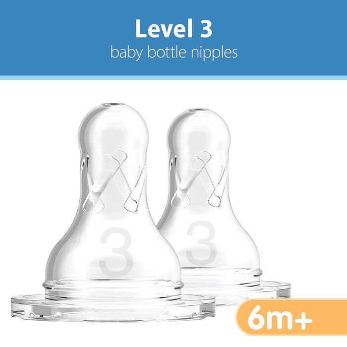 Dr Brown's Level 3 Narrow/Standard Silicone Nipples (2-Pack)