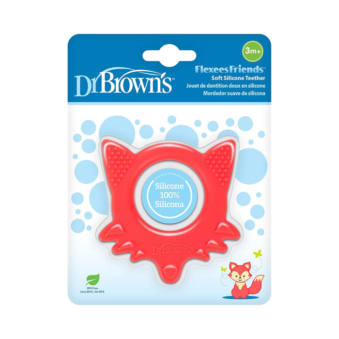 Dr. Brown's Flexees Friends Orange Fox Teether, Soft 100% Silicone, BPA Free