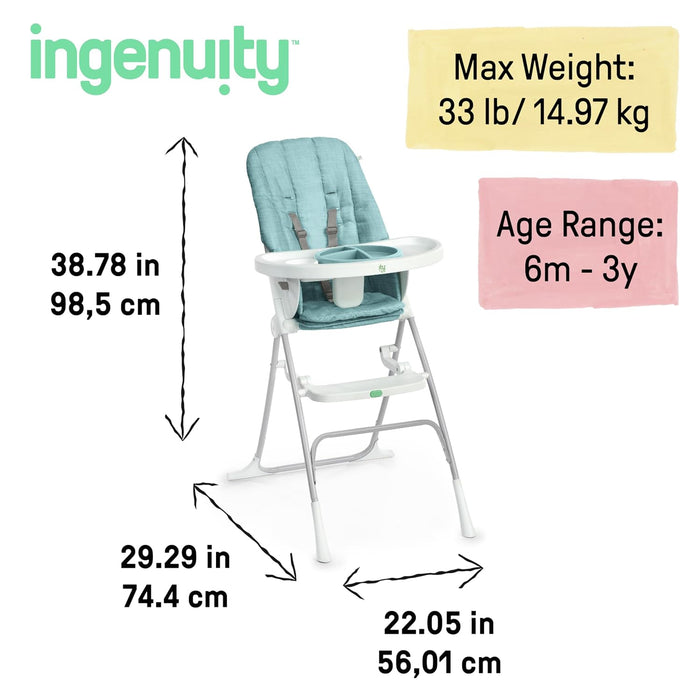 ity by Ingenuity Sun Valley Compact Folding High Chair (Teal)