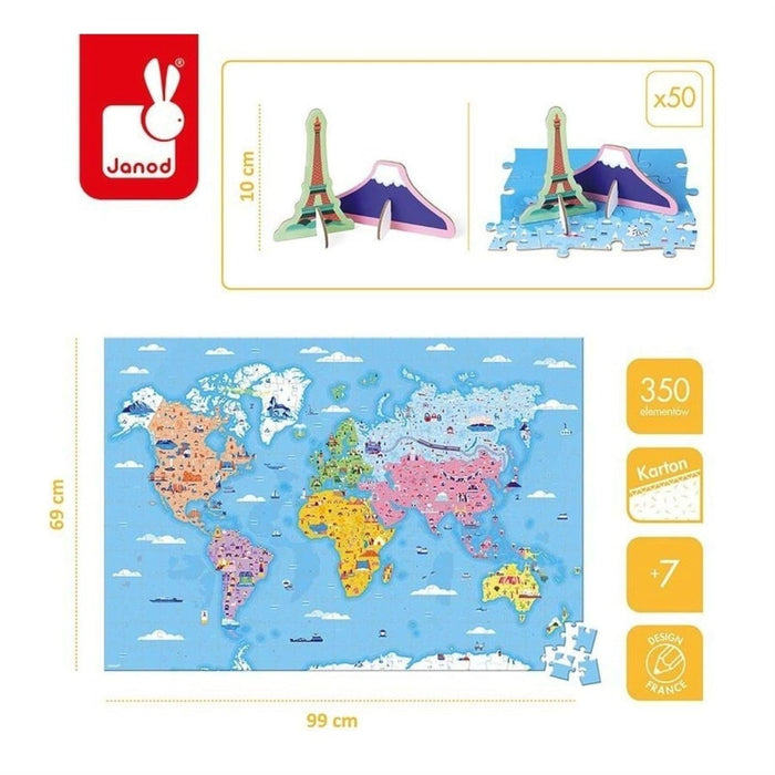 Janod 350 Piece Educational World Atlas Floor Puzzle