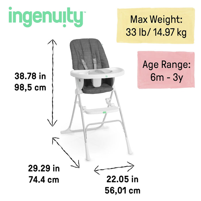 ity by Ingenuity Sun Valley Compact Folding High Chair (Grey)