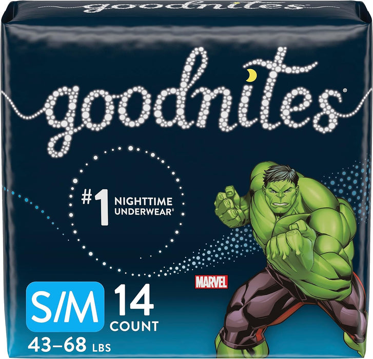 GoodNites Huggies Goodnites Training Pants, Boys Bedwetting NightTime Underwear, Size S/M, 43-68 lbs, 14 Count