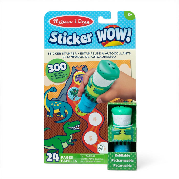 Melissa & Doug Sticker Wow!™ 24-Page Activity Pad and Sticker Stamper, Dinosaur, 300 Stickers