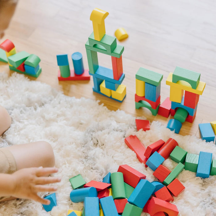 Melissa & Doug Wooden Building Blocks Set - 100 Blocks