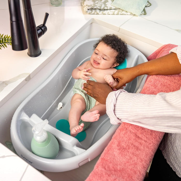 Ingenuity Comfy Clean Deluxe Newborn to Toddler Baby Bathtub, 3-in-1 with Removable Sling, Grey