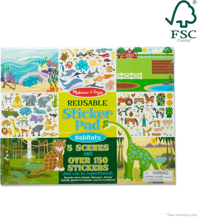 Melissa & Doug Reusable Sticker Pad: Habitats - 150+ Reusable Stickers