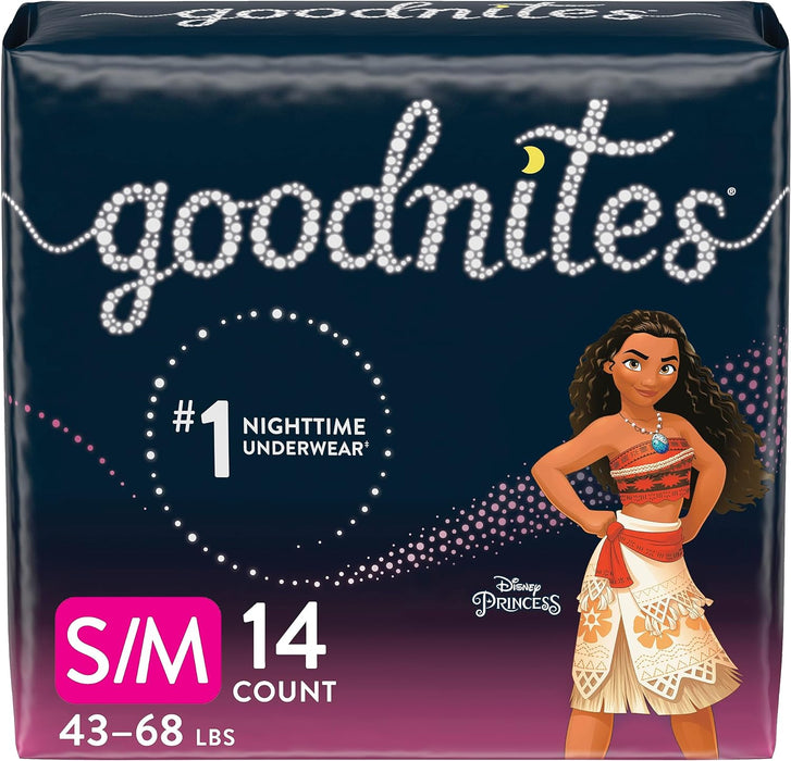 GoodNites Huggies Goodnites Training Pants, Girls Bedwetting NightTime Underwear, Size S/M, 43-68 lbs, 14 Count