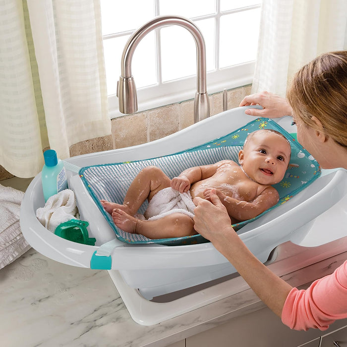 Ingenuity Comfy Clean Deluxe Newborn to Toddler Baby Bathtub, 3-in-1 with Removable Sling, Grey