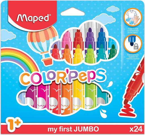 Maped Jumbo Early Age Pack of 24 Felt Tip Pens - Preggy Plus