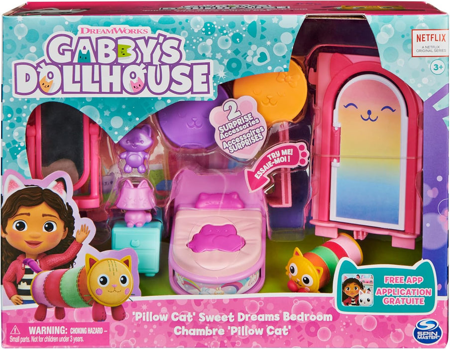 Gabby’s Dollhouse, Sweet Dreams Bedroom with Pillow Cat Figurine