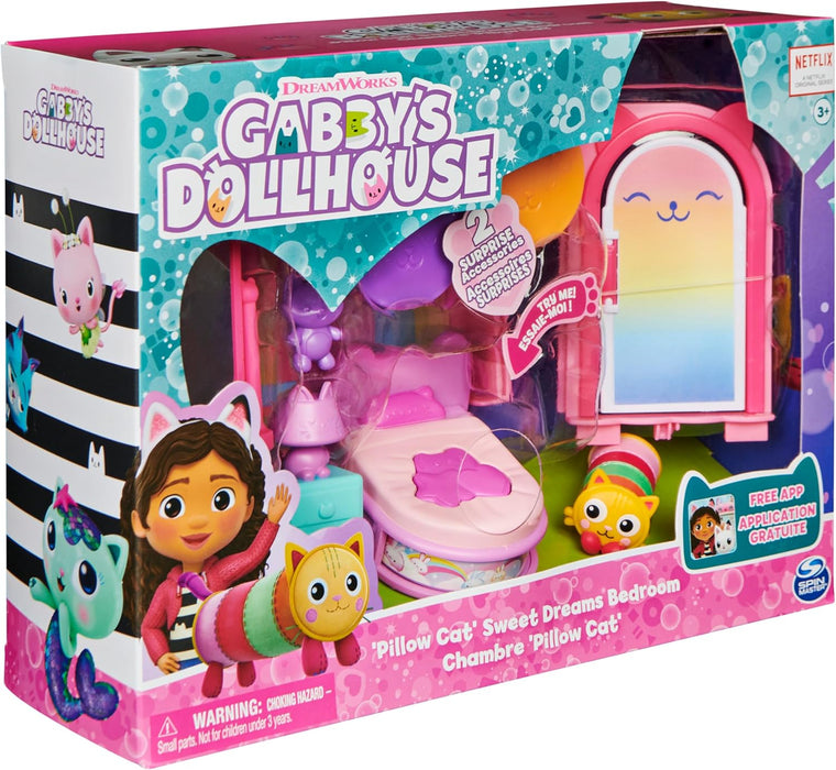 Gabby’s Dollhouse, Sweet Dreams Bedroom with Pillow Cat Figurine