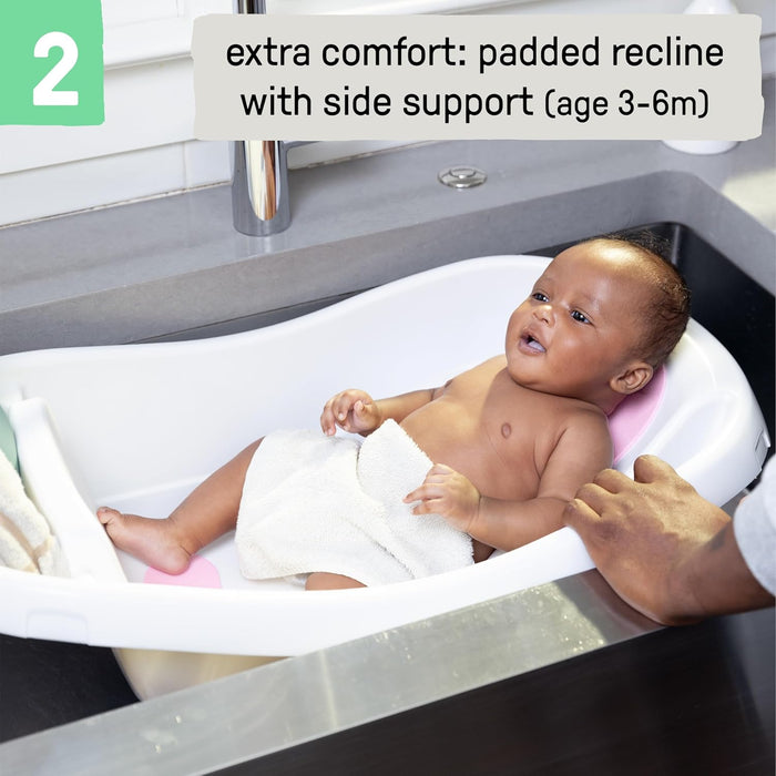 Ingenuity Comfy Clean 3-in-1 Newborn to Toddler Baby Bathtub, with Removable Sling, Pink