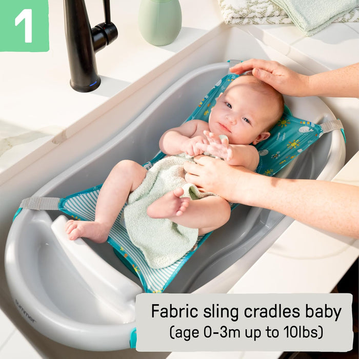 Ingenuity Comfy Clean Deluxe Newborn to Toddler Baby Bathtub, 3-in-1 with Removable Sling, Grey