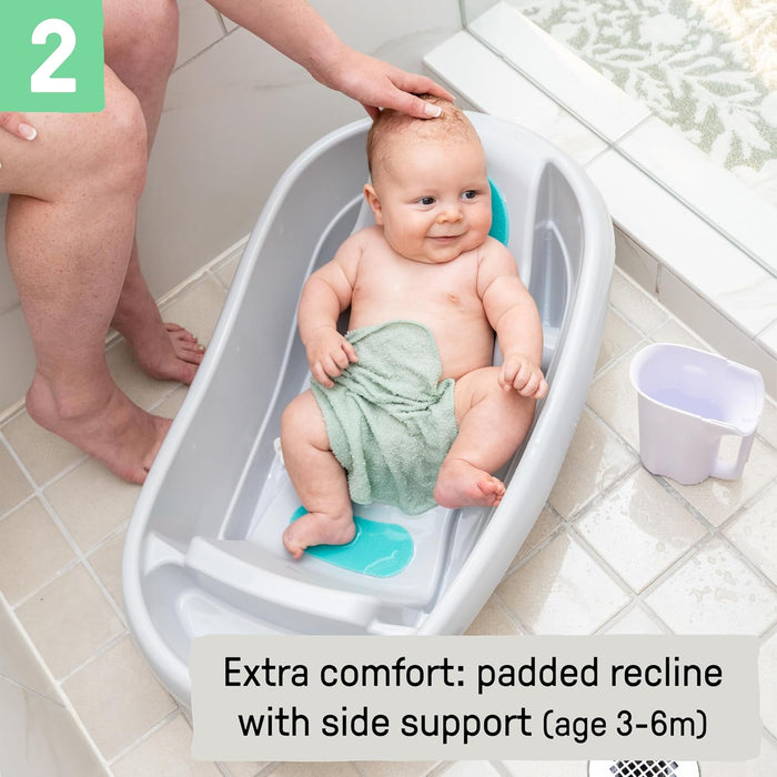 Ingenuity Comfy Clean Deluxe Newborn to Toddler Baby Bathtub, 3-in-1 with Removable Sling, Grey