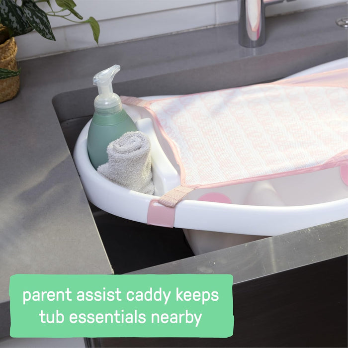 Ingenuity Comfy Clean 3-in-1 Newborn to Toddler Baby Bathtub, with Removable Sling, Pink